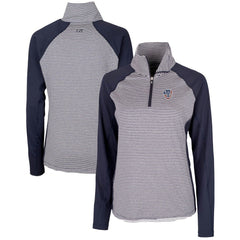 Milwaukee Brewers Cutter & Buck Women's Americana Logo Forge Tonal Stripe Stretch Half-Zip Pullover Top - MLB Pullover
