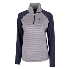 Milwaukee Brewers Cutter & Buck Women's Americana Logo Forge Tonal Stripe Stretch Half-Zip Pullover Top - MLB Pullover