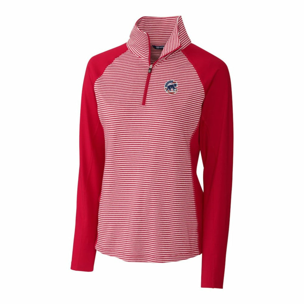 Chicago Cubs Cutter & Buck Women's Americana Logo Forge Tonal Stripe Stretch Half-Zip Pullover Top - MLB Pullover