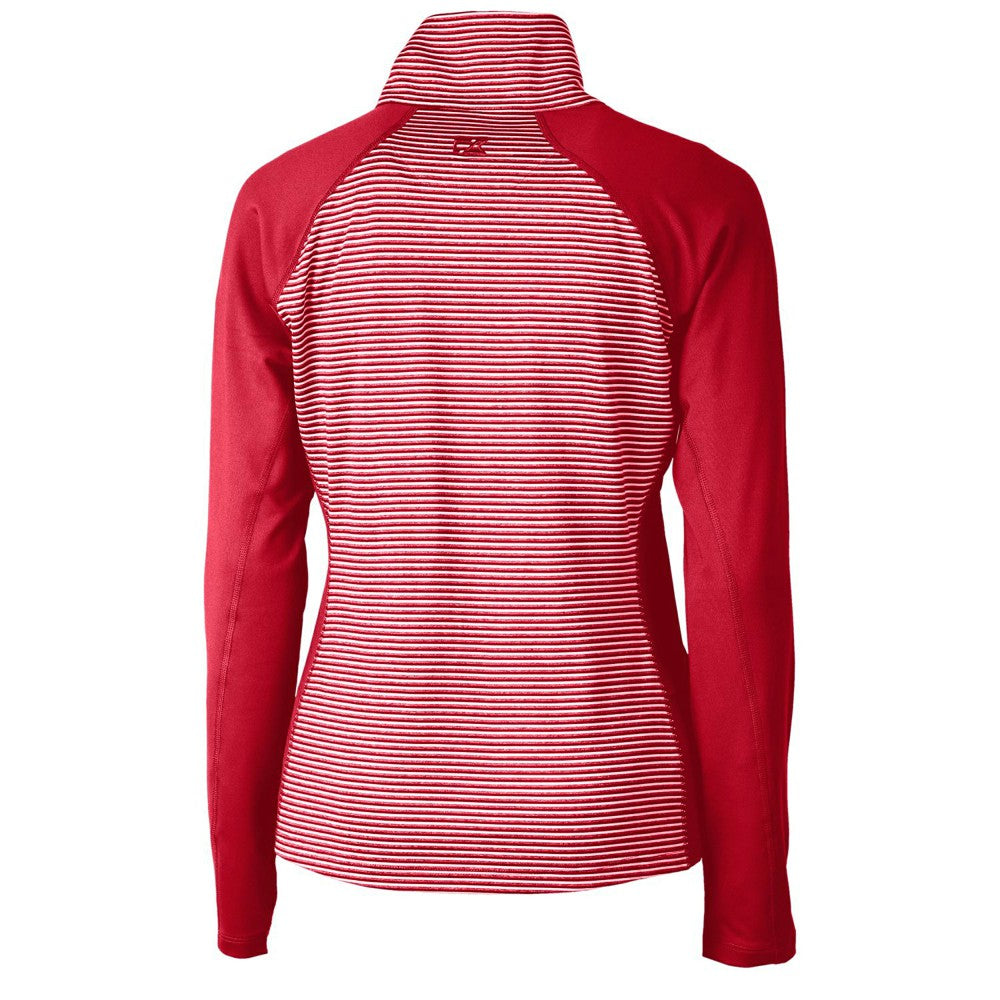 Cincinnati Reds Cutter & Buck Women's Americana Logo Forge Tonal Stripe Stretch Half-Zip Pullover Top - MLB Pullover