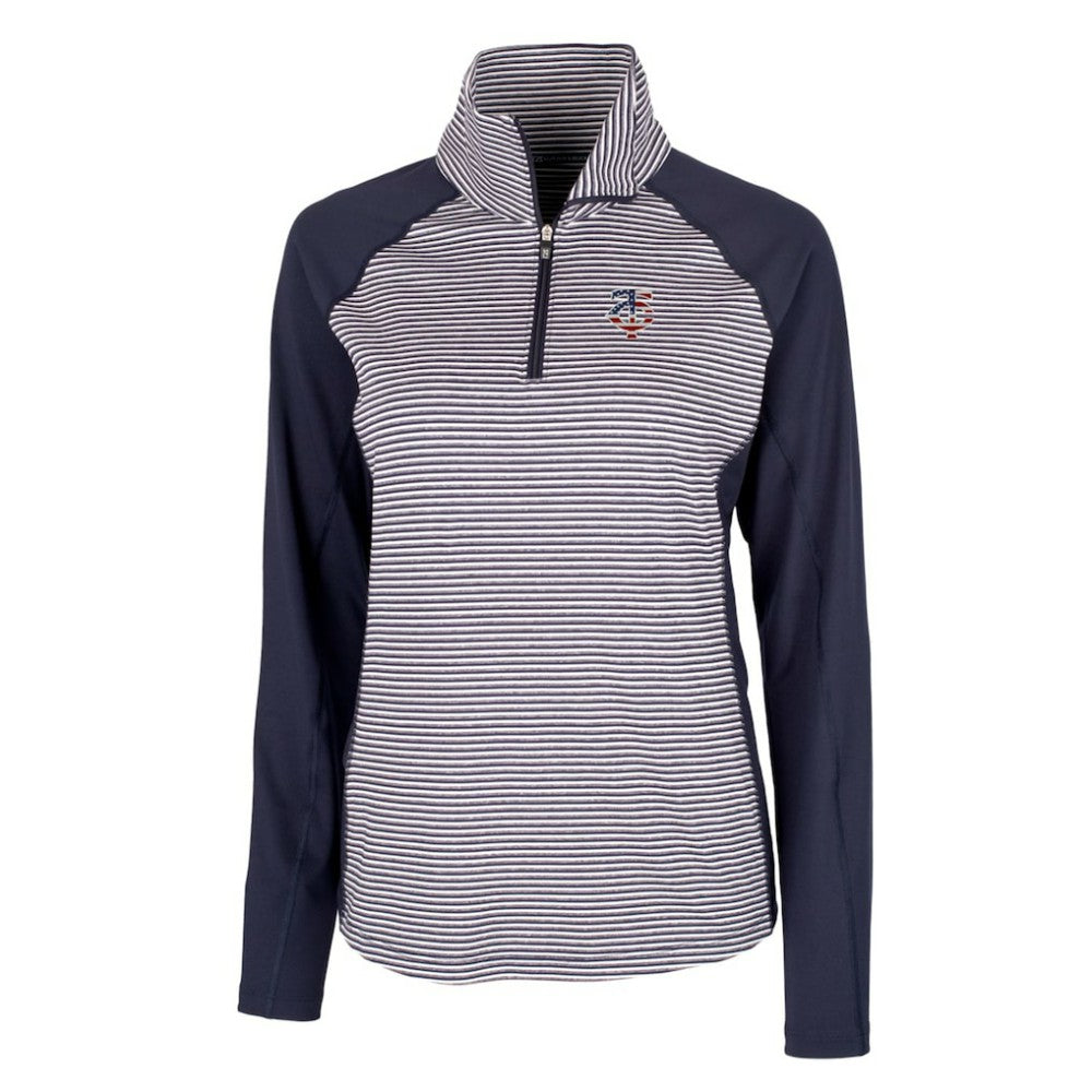 Minnesota Twins Cutter & Buck Women's Americana Logo Forge Tonal Stripe Stretch Half-Zip Pullover Top - MLB Pullover