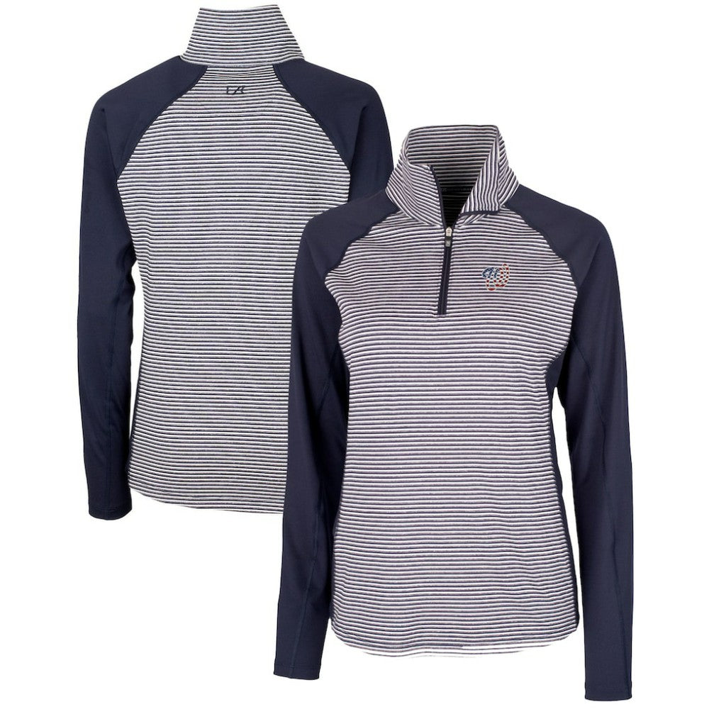 Washington Nationals Cutter & Buck Women's Americana Logo Forge Tonal Stripe Stretch Half-Zip Pullover Top - MLB Pullover