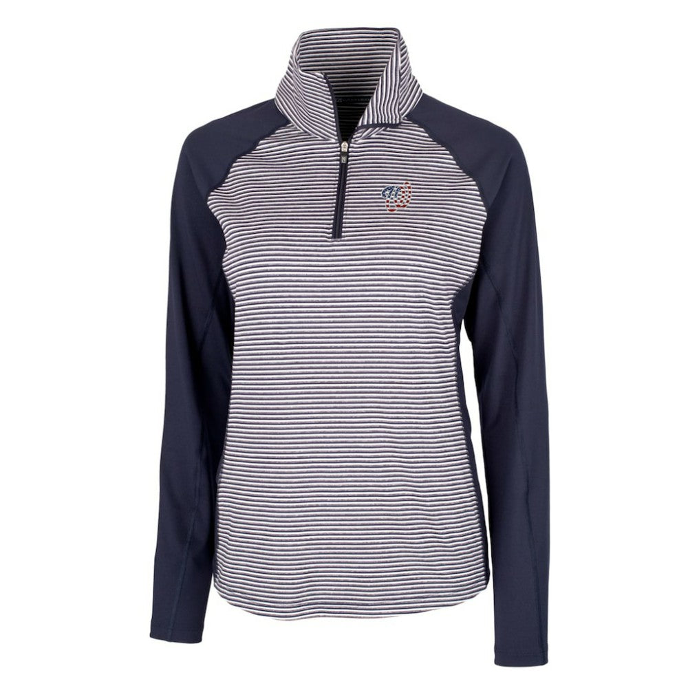 Washington Nationals Cutter & Buck Women's Americana Logo Forge Tonal Stripe Stretch Half-Zip Pullover Top - MLB Pullover