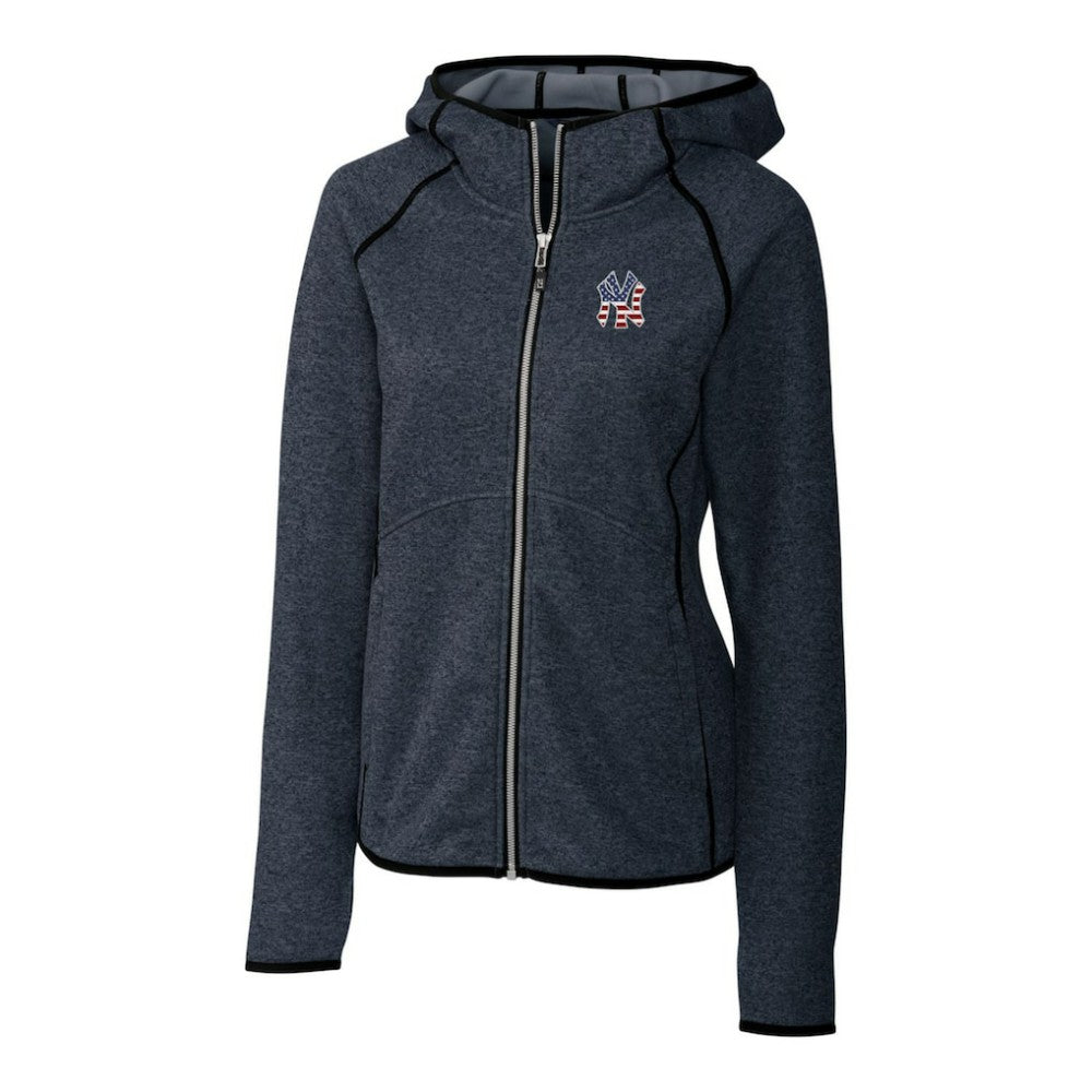 New York Yankees Cutter & Buck Women's Americana Logo Mainsail Sweater-Knit Full-Zip Hoodie - MLB Hoodies