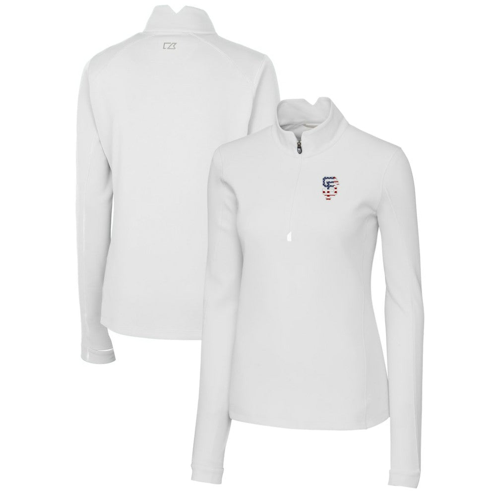 San Francisco Giants Cutter & Buck Women's Americana Logo DryTec Traverse Stretch Quarter-Zip Pullover Top - MLB Pullover