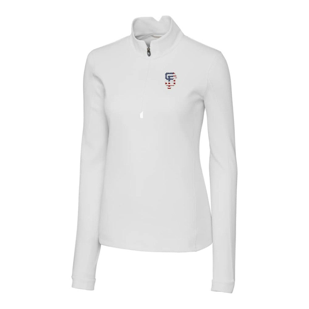 San Francisco Giants Cutter & Buck Women's Americana Logo DryTec Traverse Stretch Quarter-Zip Pullover Top - MLB Pullover