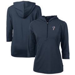 Philadelphia Phillies Cutter & Buck Women's Americana Logo DryTec Virtue Eco Pique Recycled Half-Zip Pullover Hoodie - MLB Hoodies