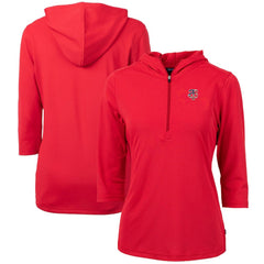Minnesota Twins Cutter & Buck Women's Americana Logo DryTec Virtue Eco Pique Recycled Half-Zip Pullover Hoodie - MLB Hoodies