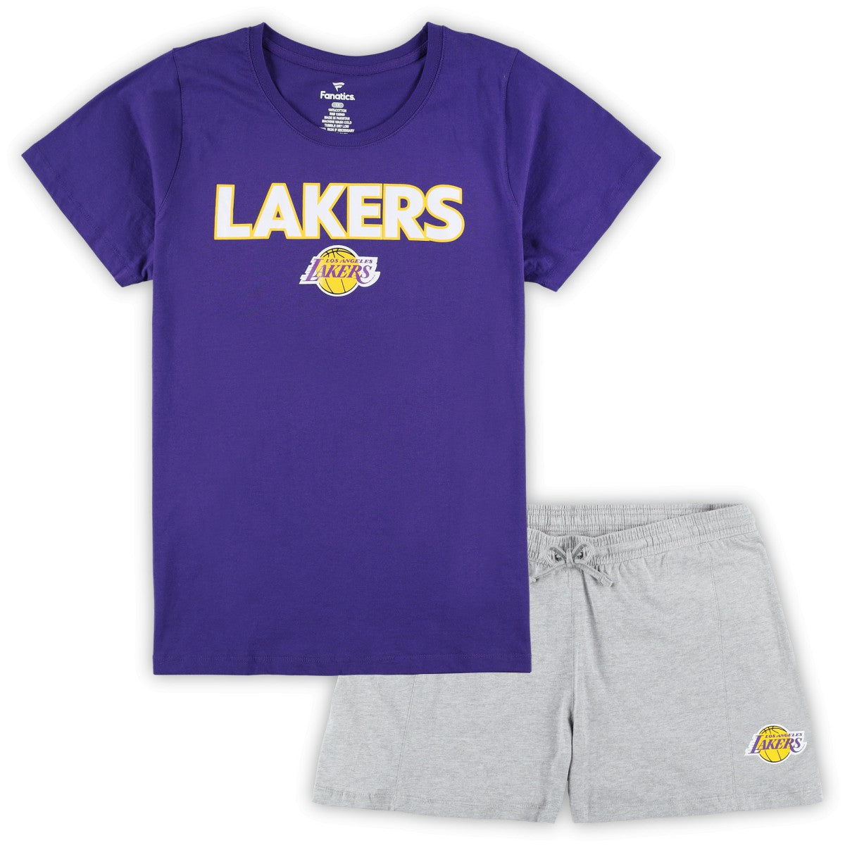Purple/Heather Gray Los Angeles Lakers Women's Plus Size T-Shirt & Shorts Combo Set | NBA