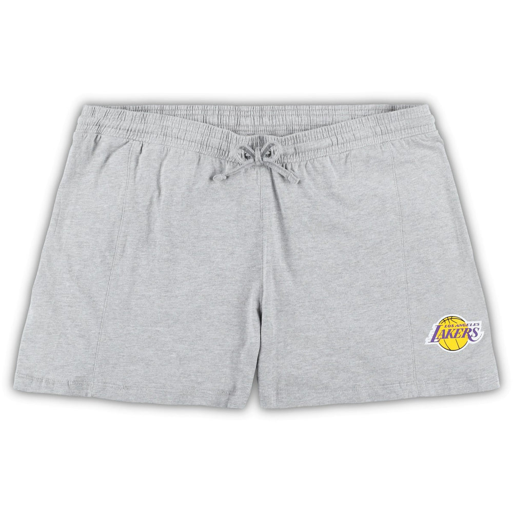 Purple/Heather Gray Los Angeles Lakers Women's Plus Size T-Shirt & Shorts Combo Set | NBA