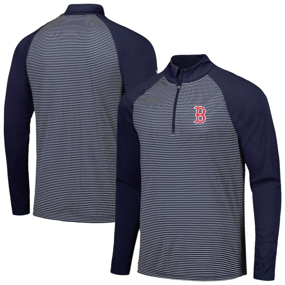 Boston Red Sox Levelwear Charter Striped Raglan Quarter-Zip Top - MLB Tops