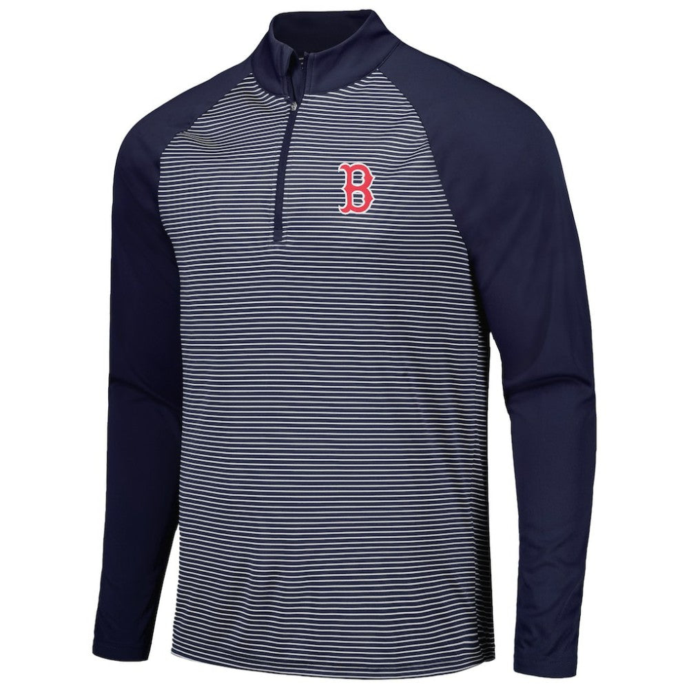 Boston Red Sox Levelwear Charter Striped Raglan Quarter-Zip Top - MLB Tops