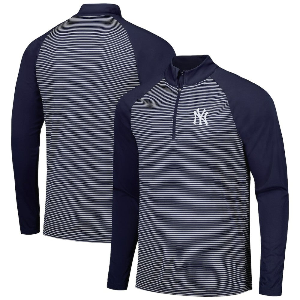 New York Yankees Levelwear Charter Striped Raglan Quarter-Zip Top - MLB Tops