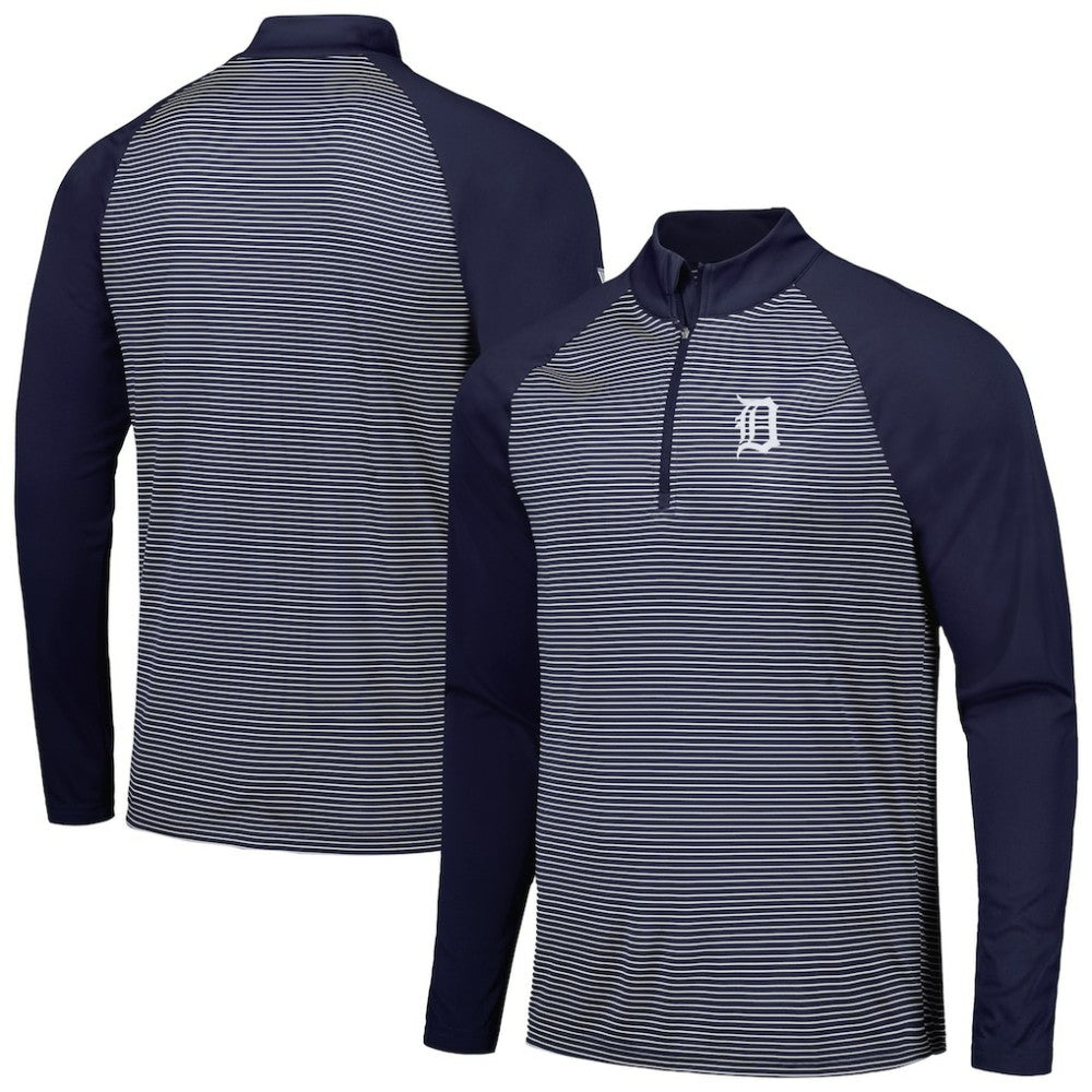Detroit Tigers Levelwear Charter Striped Raglan Quarter-Zip Top - MLB Tops