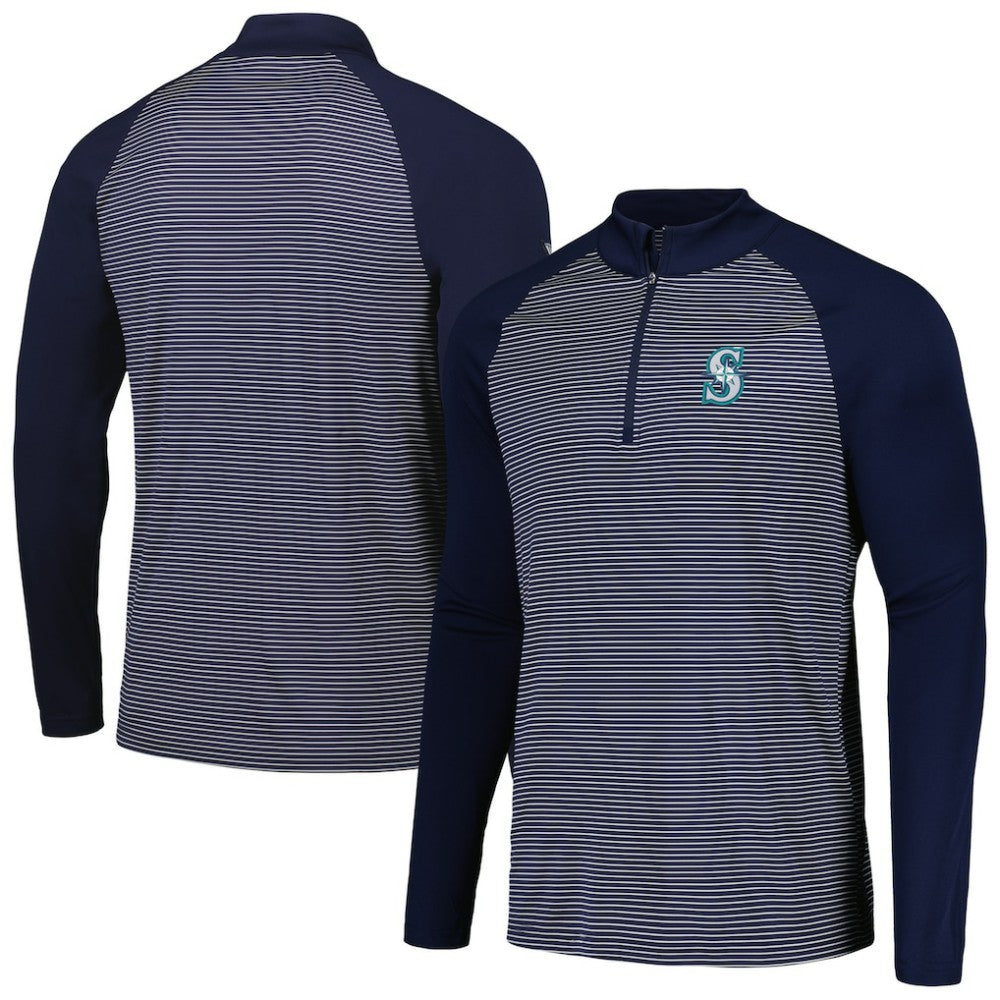 Seattle Mariners Levelwear Charter Striped Raglan Quarter-Zip Top - MLB Tops
