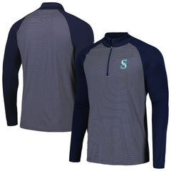 Seattle Mariners Levelwear Charter Striped Raglan Quarter-Zip Top - MLB Tops