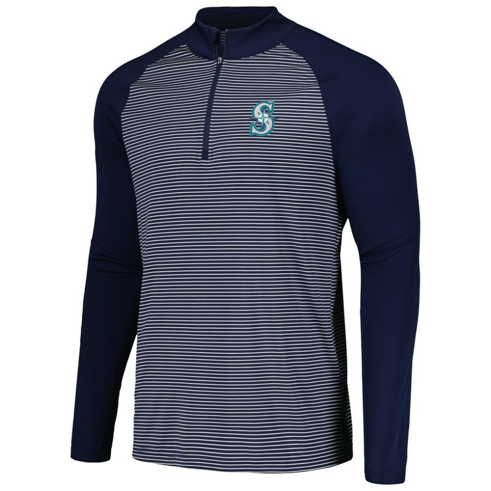Seattle Mariners Levelwear Charter Striped Raglan Quarter-Zip Top - MLB Tops