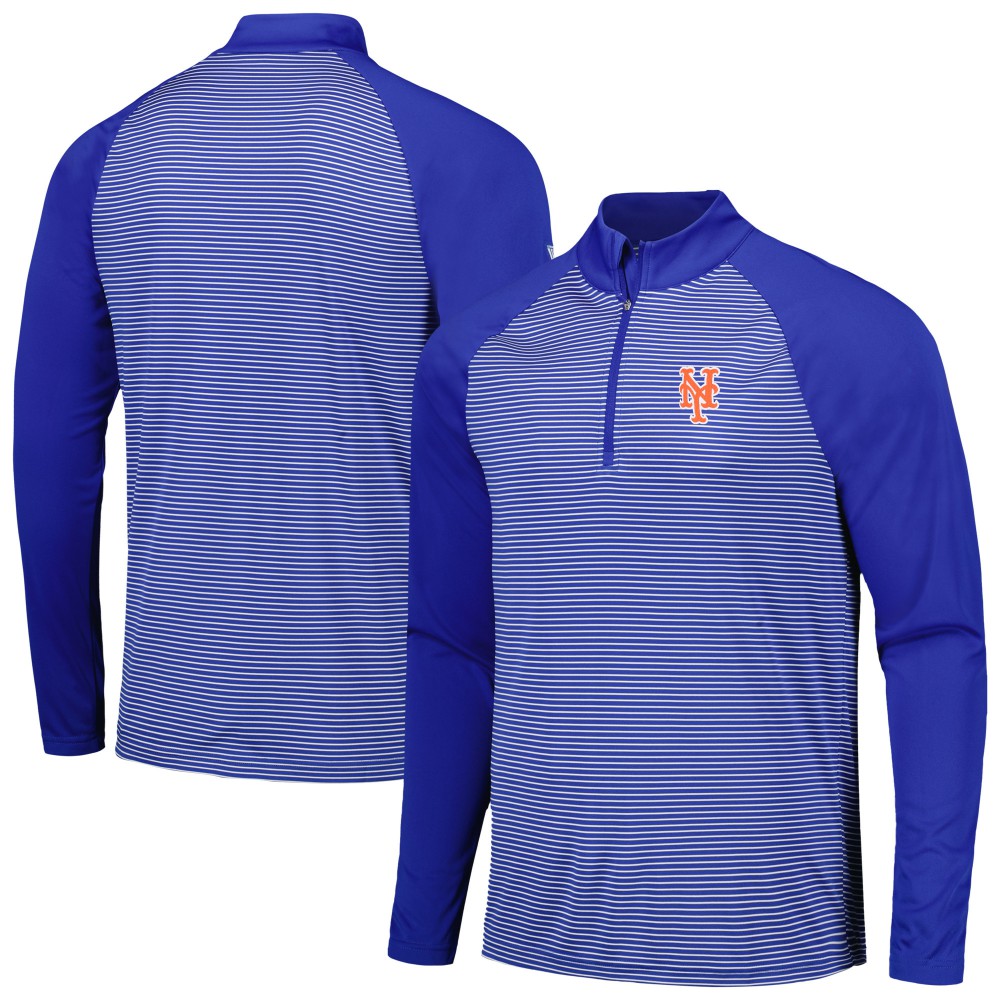 New York Mets Levelwear Charter Striped Raglan Quarter-Zip Top - MLB Tops