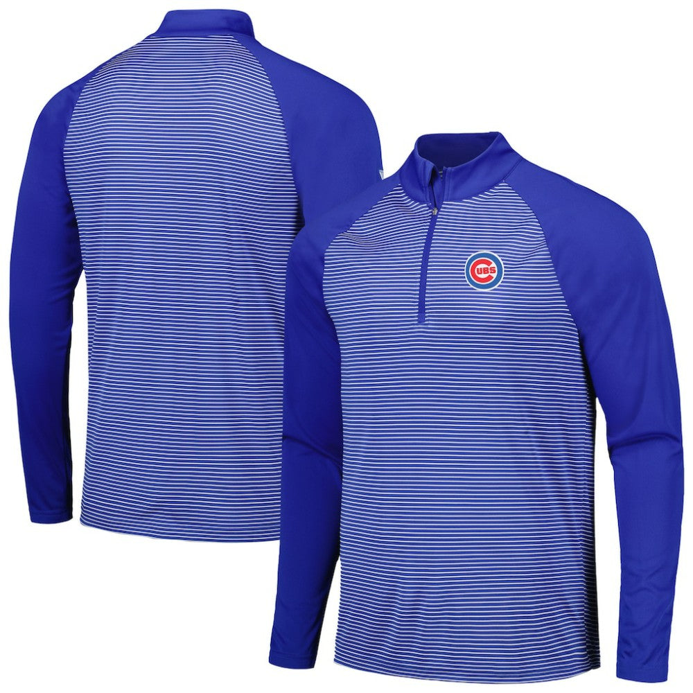 Chicago Cubs Levelwear Charter Striped Raglan Quarter-Zip Top - MLB Tops