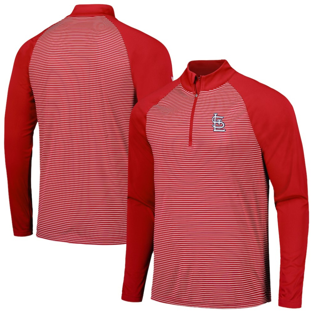 St. Louis Cardinals Levelwear Charter Striped Raglan Quarter-Zip Top - MLB Tops