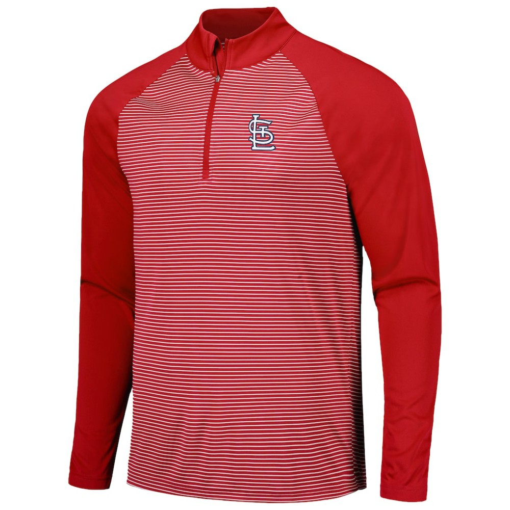 St. Louis Cardinals Levelwear Charter Striped Raglan Quarter-Zip Top - MLB Tops