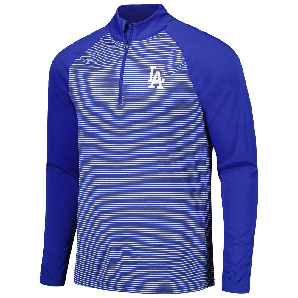 Los Angeles Dodgers Levelwear Charter Striped Raglan Quarter-Zip Top - MLB Tops