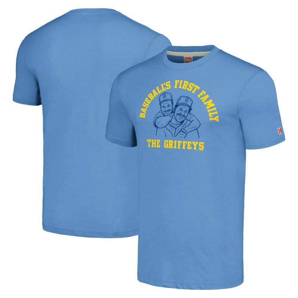 Ken Griffey & Ken Griffey Jr. Seattle Mariners Homage Illustration Tri-Blend T-Shirt - MLB T-shirts