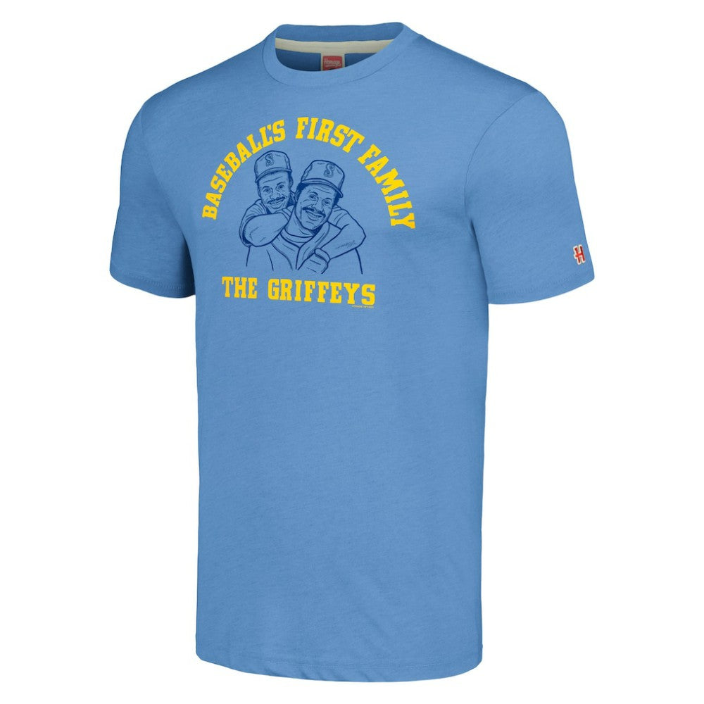 Ken Griffey & Ken Griffey Jr. Seattle Mariners Homage Illustration Tri-Blend T-Shirt - MLB T-shirts