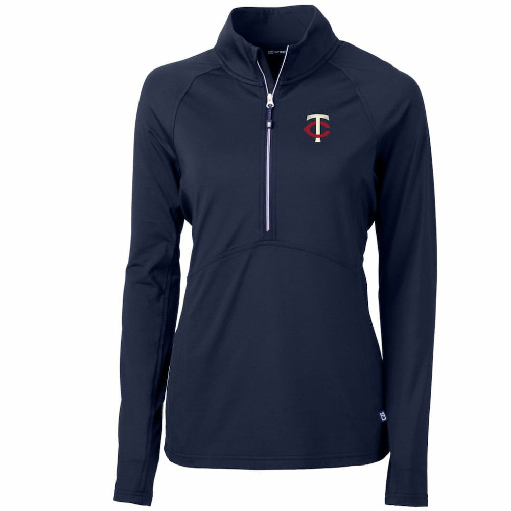 Minnesota Twins Cutter & Buck Women's Adapt Eco Knit Stretch Half-Zip Logo Pullover Top - MLB Pullover