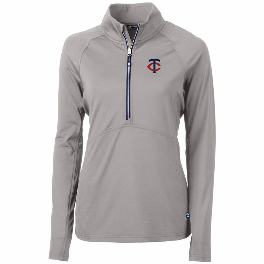 Minnesota Twins Cutter & Buck Women's Adapt Eco Knit Stretch Half-Zip Logo Pullover Top - MLB Pullover