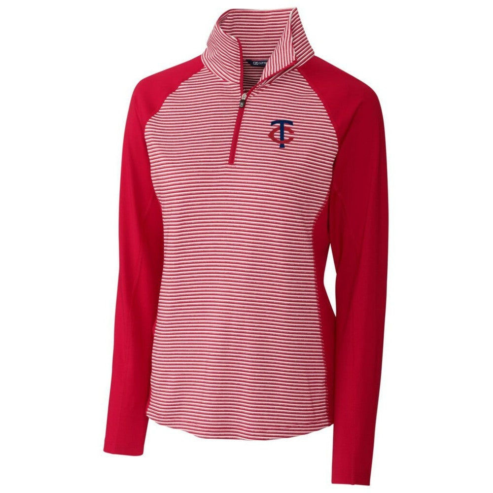 Minnesota Twins Cutter & Buck Women's DryTec Forge Tonal Stripe Stretch Half-Zip Top - MLB Tops
