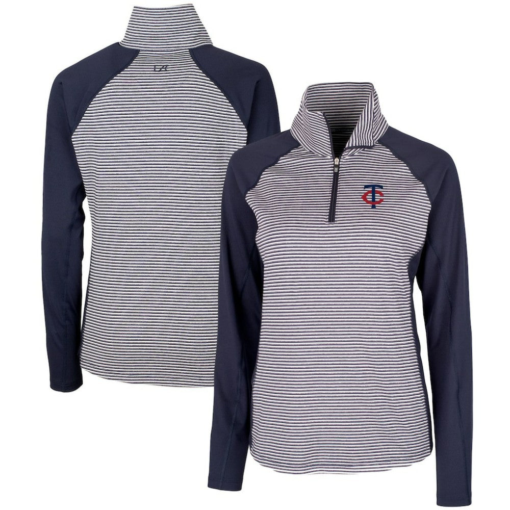 Minnesota Twins Cutter & Buck Women's DryTec Forge Tonal Stripe Stretch Half-Zip Top - MLB Tops