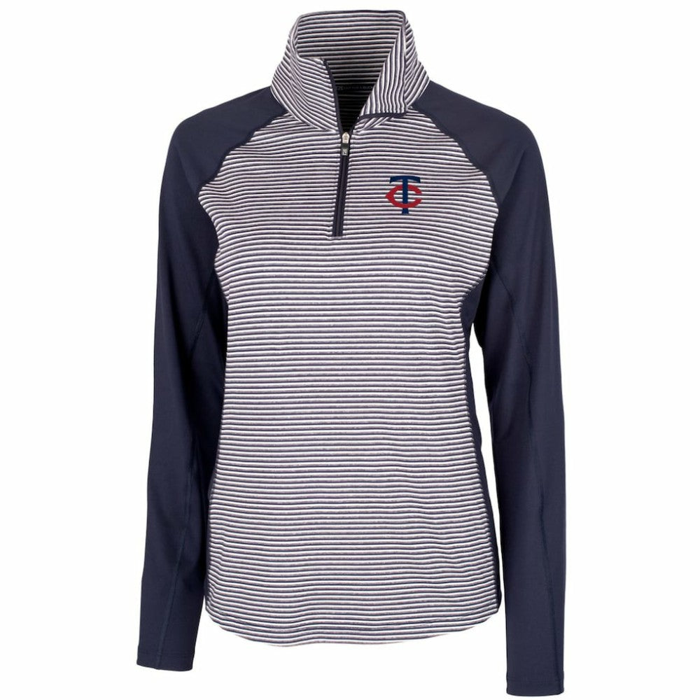 Minnesota Twins Cutter & Buck Women's DryTec Forge Tonal Stripe Stretch Half-Zip Top - MLB Tops