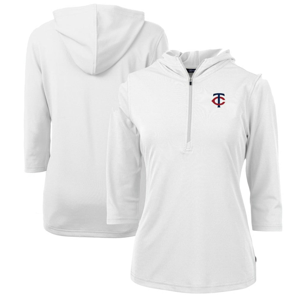 Minnesota Twins Cutter & Buck Women's DryTec Virtue Eco Pique Recycled Half-Zip Pullover Hoodie Top - MLB Hoodies