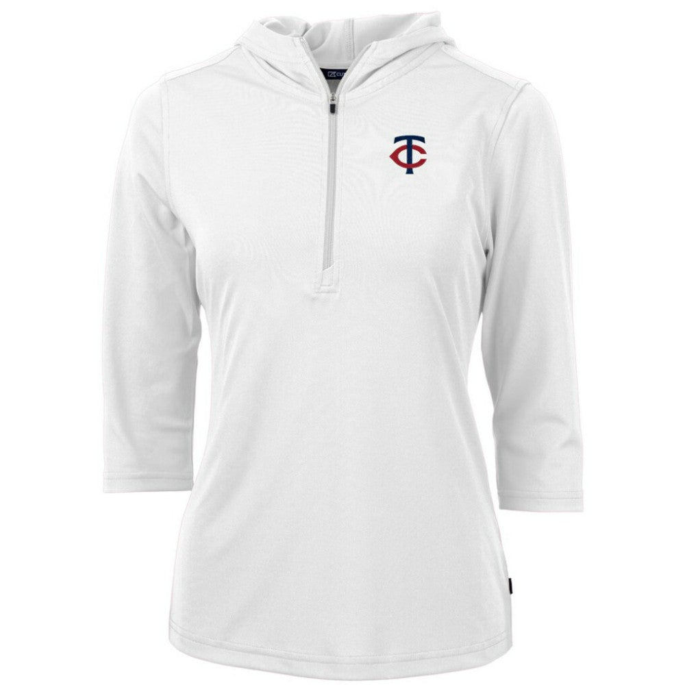 Minnesota Twins Cutter & Buck Women's DryTec Virtue Eco Pique Recycled Half-Zip Pullover Hoodie Top - MLB Hoodies
