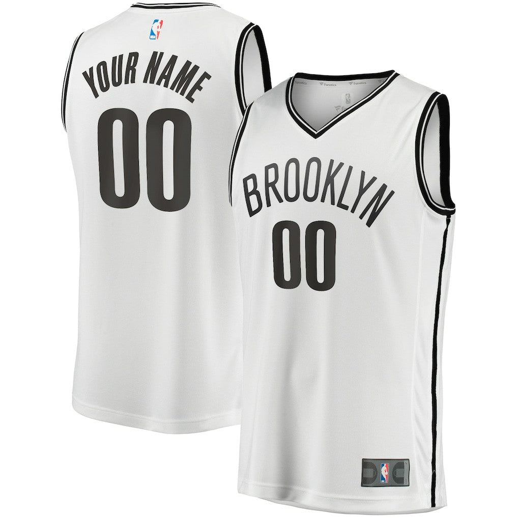 White Brooklyn Nets Fast Break Custom Replica Jersey | NBA