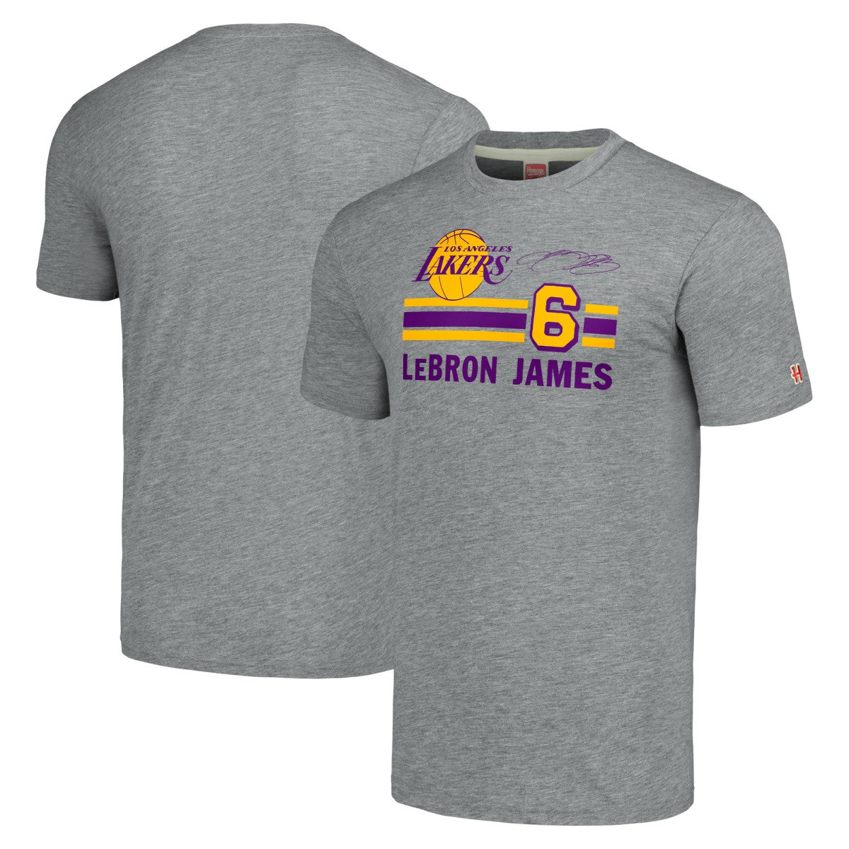Gray LeBron James Los Angeles Lakers Homage Number Tri-Blend T-Shirt | NBA