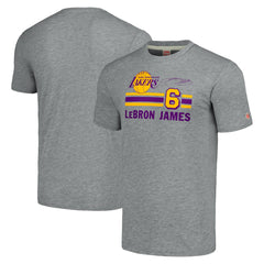 Gray LeBron James Los Angeles Lakers Homage Number Tri-Blend T-Shirt | NBA