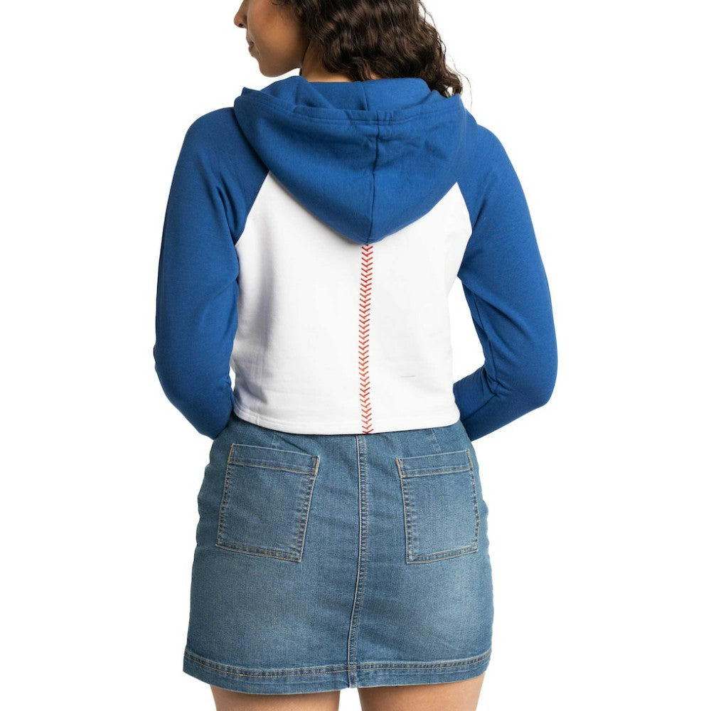 Los Angeles Dodgers Lusso Women's Jane Raglan Quarter-Zip Tri-Blend Cropped Pullover Hoodie - MLB Hoodies