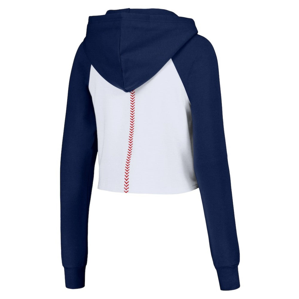 New York Yankees Lusso Women's Jane Raglan Quarter-Zip Tri-Blend Cropped Pullover Hoodie - MLB Hoodies