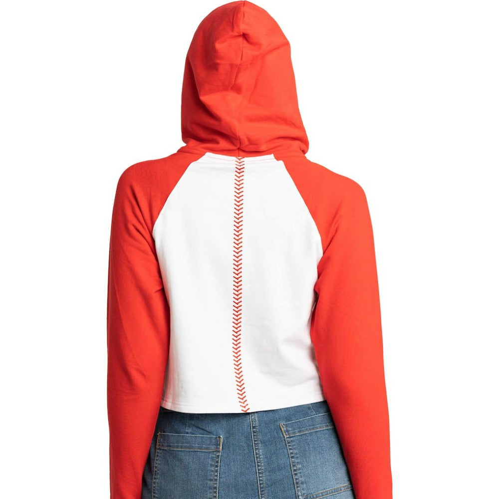 St. Louis Cardinals Lusso Women's Jane Raglan Quarter-Zip Tri-Blend Cropped Pullover Hoodie - MLB Hoodies