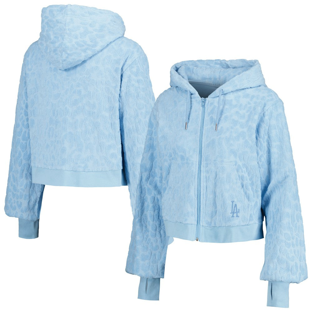 Los Angeles Dodgers Lusso Women's Tabitha Cheetah Terry Full-Zip Sweatshirt - MLB Sweatshirts