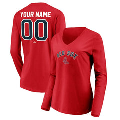 Boston Red Sox Women's Cooperstown Collection Personalized Winning Streak Long Sleeve V-Neck T-Shirt - MLB T-shirts