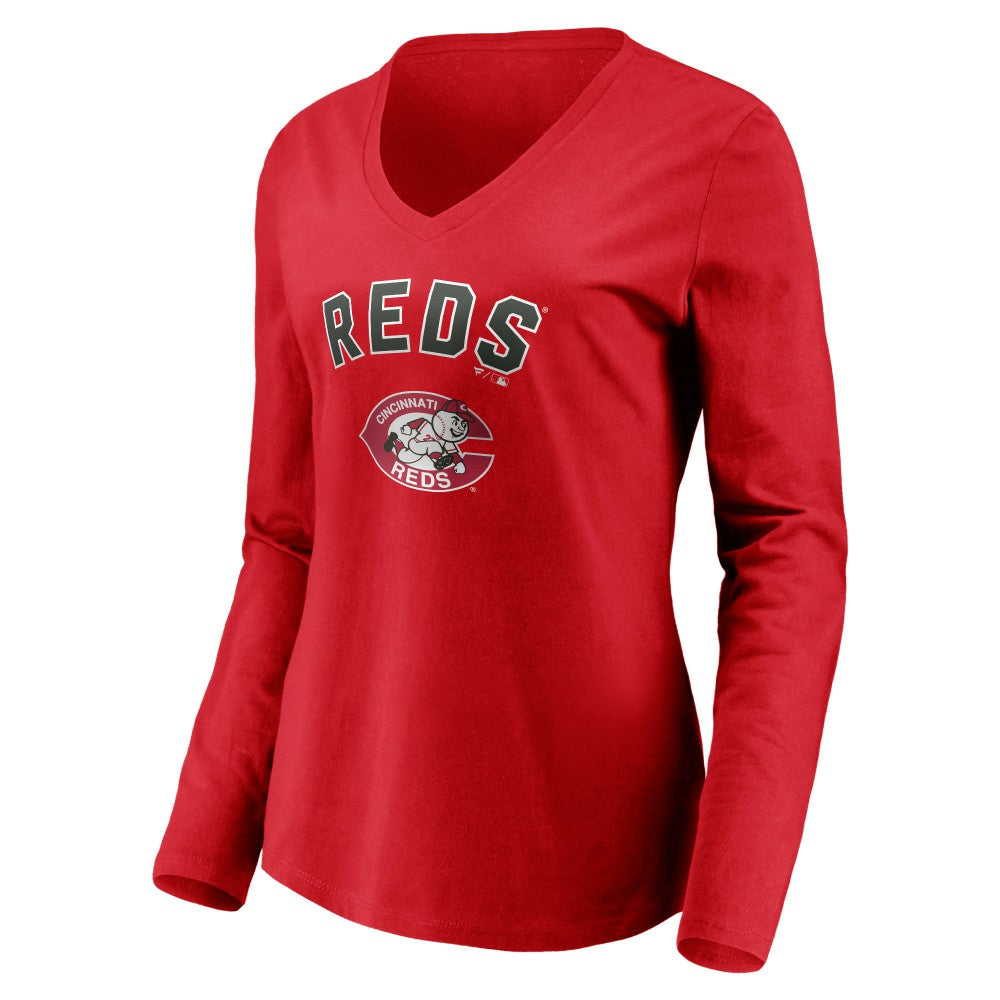 Cincinnati Reds Women's Cooperstown Collection Personalized Winning Streak Long Sleeve V-Neck T-Shirt - MLB T-shirts