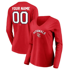 Washington Nationals Women's Cooperstown Collection Personalized Winning Streak Long Sleeve V-Neck T-Shirt - MLB T-shirts