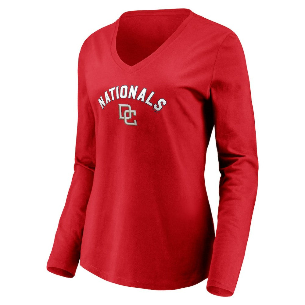 Washington Nationals Women's Cooperstown Collection Personalized Winning Streak Long Sleeve V-Neck T-Shirt - MLB T-shirts