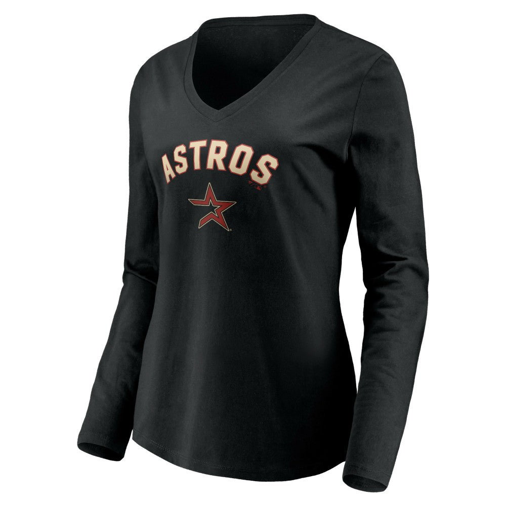 Houston Astros Women's Personalized Cooperstown Collection Alternate Winning Streak Long Sleeve V-Neck T-Shirt - MLB T-shirts