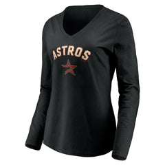 Houston Astros Women's Personalized Cooperstown Collection Alternate Winning Streak Long Sleeve V-Neck T-Shirt - MLB T-shirts