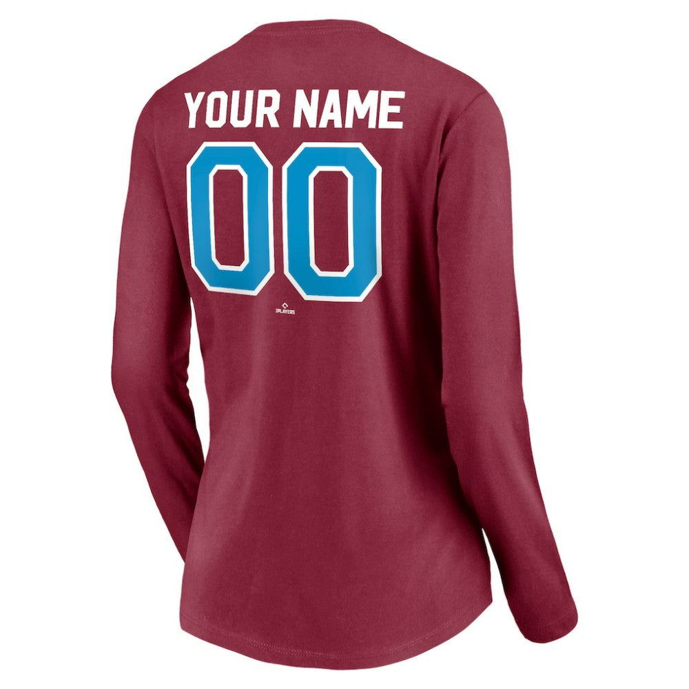 Philadelphia Phillies Women's Personalized Cooperstown Collection Alternate Winning Streak Long Sleeve V-Neck T-Shirt - MLB T-shirts