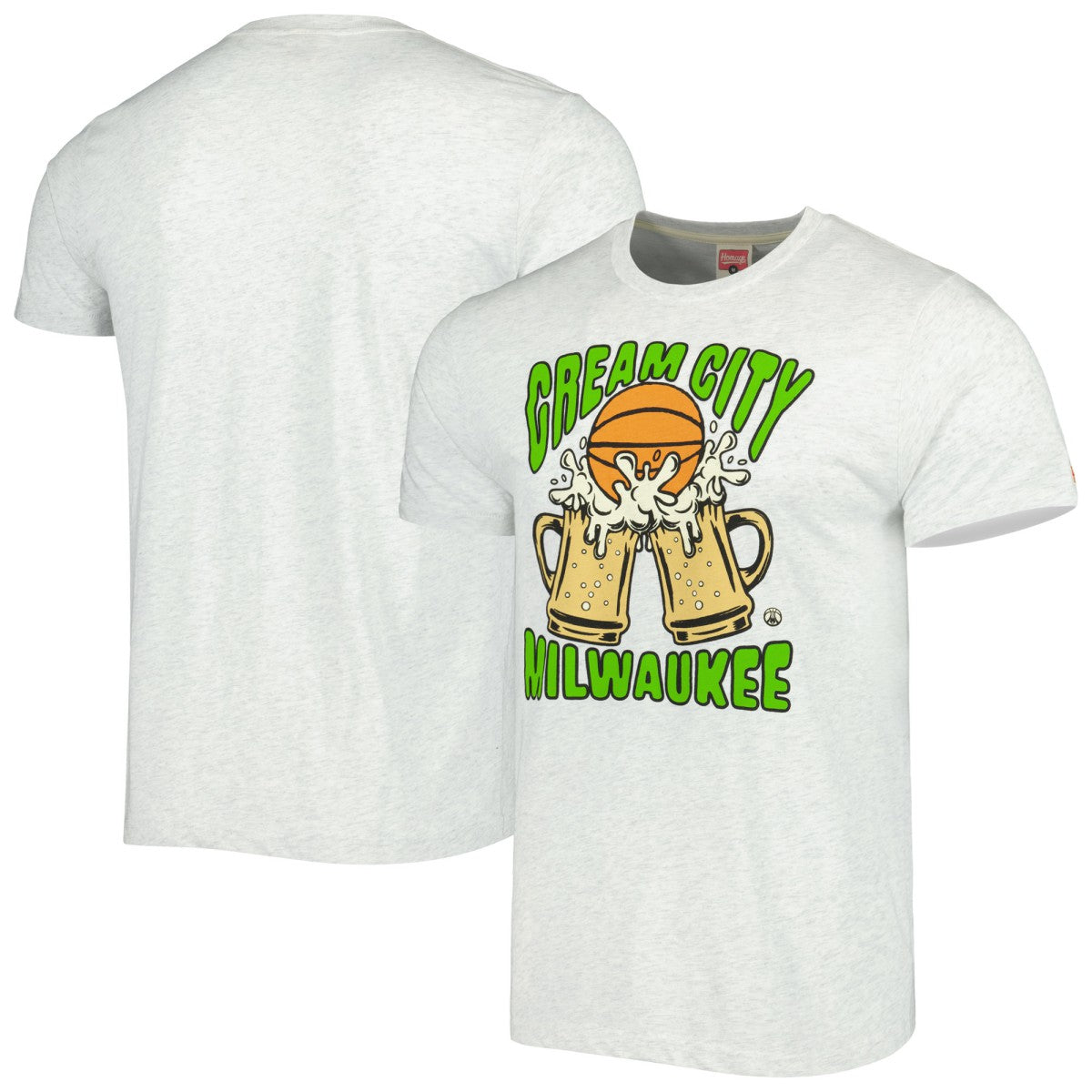 Ash Milwaukee Bucks Homage Unisex Hometown Hyper Local Tri-Blend T-Shirt | NBA